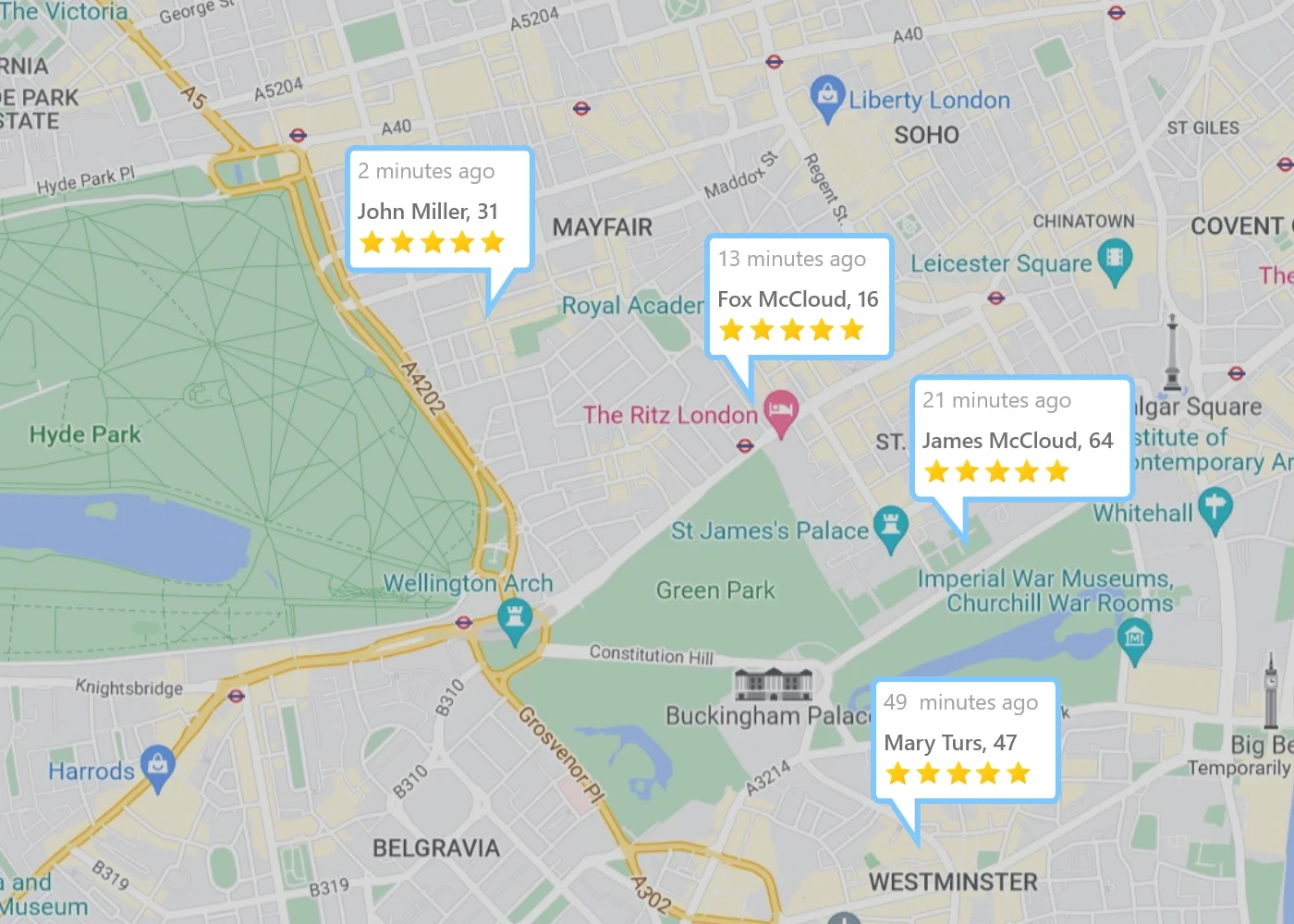 Display interactions on the map